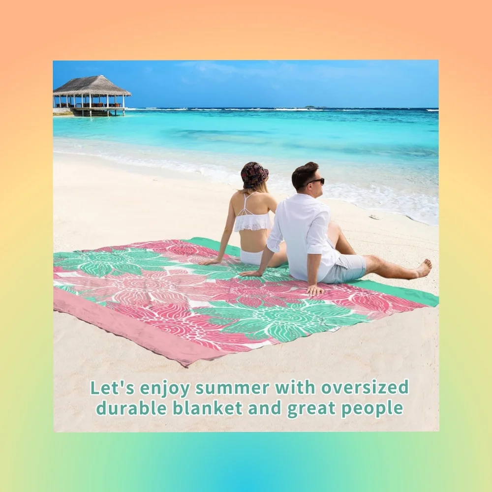 Colorful Ocean-Themed Polyester Beach Blanket. Size 78